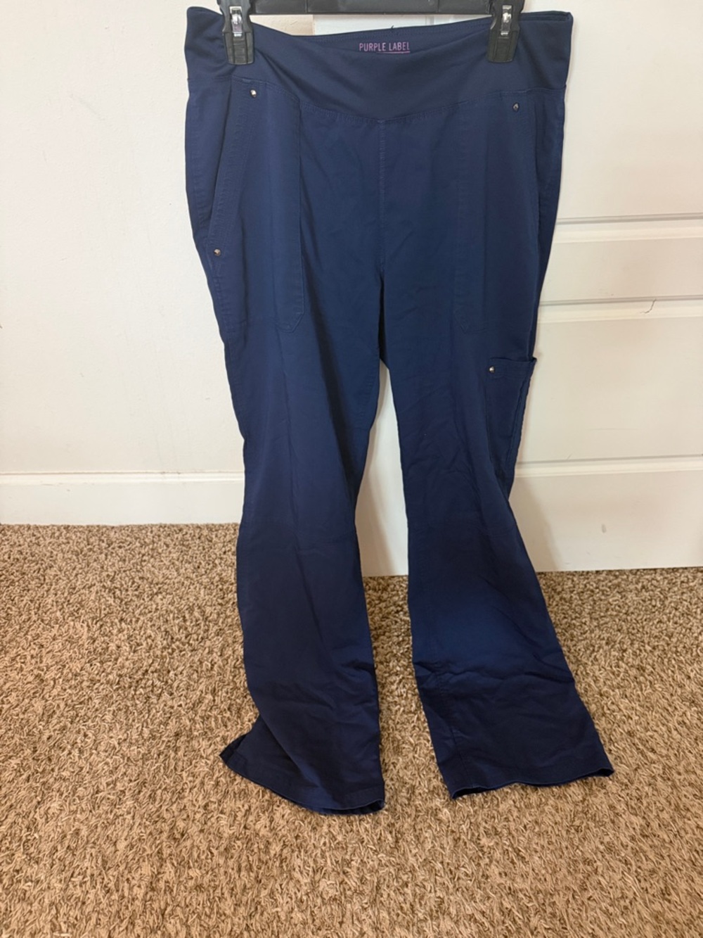 Purple Label Women's Navy Cargo Scrub Pants with Side Pockets
